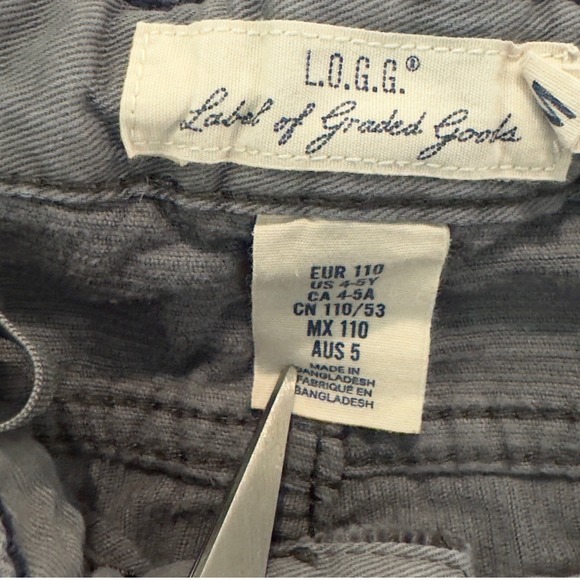 L.O.G.G. Label of Graded Goods Corduroy Pants Boys 4-5 Gray Adjustable Waist - Picture 4 of 8
